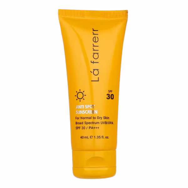 کرم ضد آفتاب و ضد لک بی رنگ لافارر مناسب پوست خشک و نرمال SPF30 حجم 40 میل