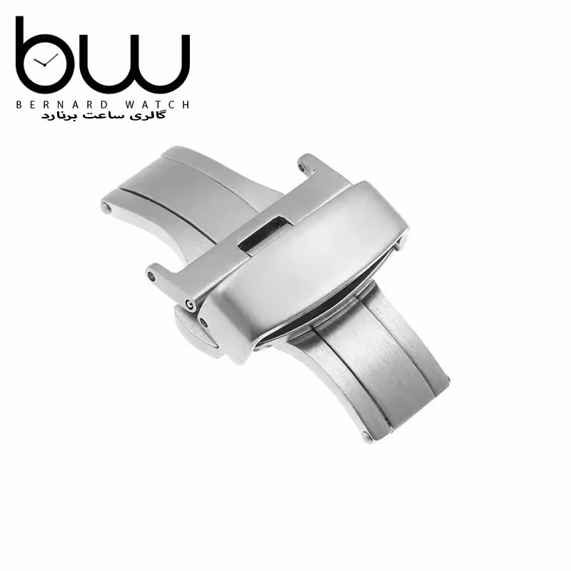 قفل پروانه ایی ساعت مچی چرمی نقره ایی