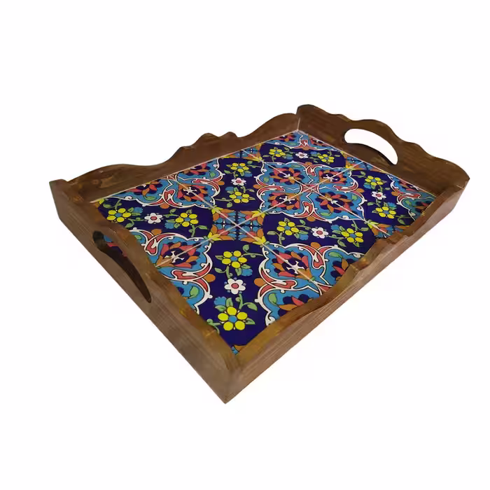 سینی چوبی طرح کاشی