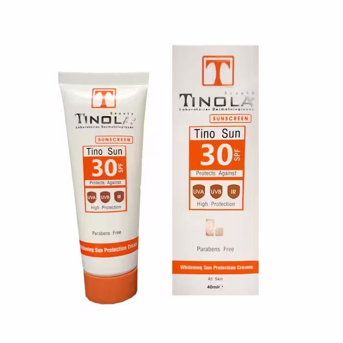 کرم ضد آفتاب SPF30 بدون رنگ تینولا مدل ضدلک و روشن کننده ‌مناسب انواع پوست حجم 40 میلی‌لیتر