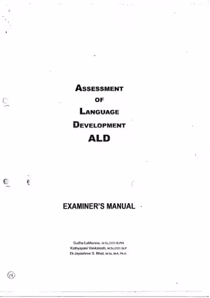 خرید و دانلود نسخه کامل کتاب Assessment of Language Develpment (ALD)