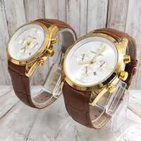 ساعت ست بند چرم رومانسون ROMANSON طرح 3 موتور درجه یک قهوه ای