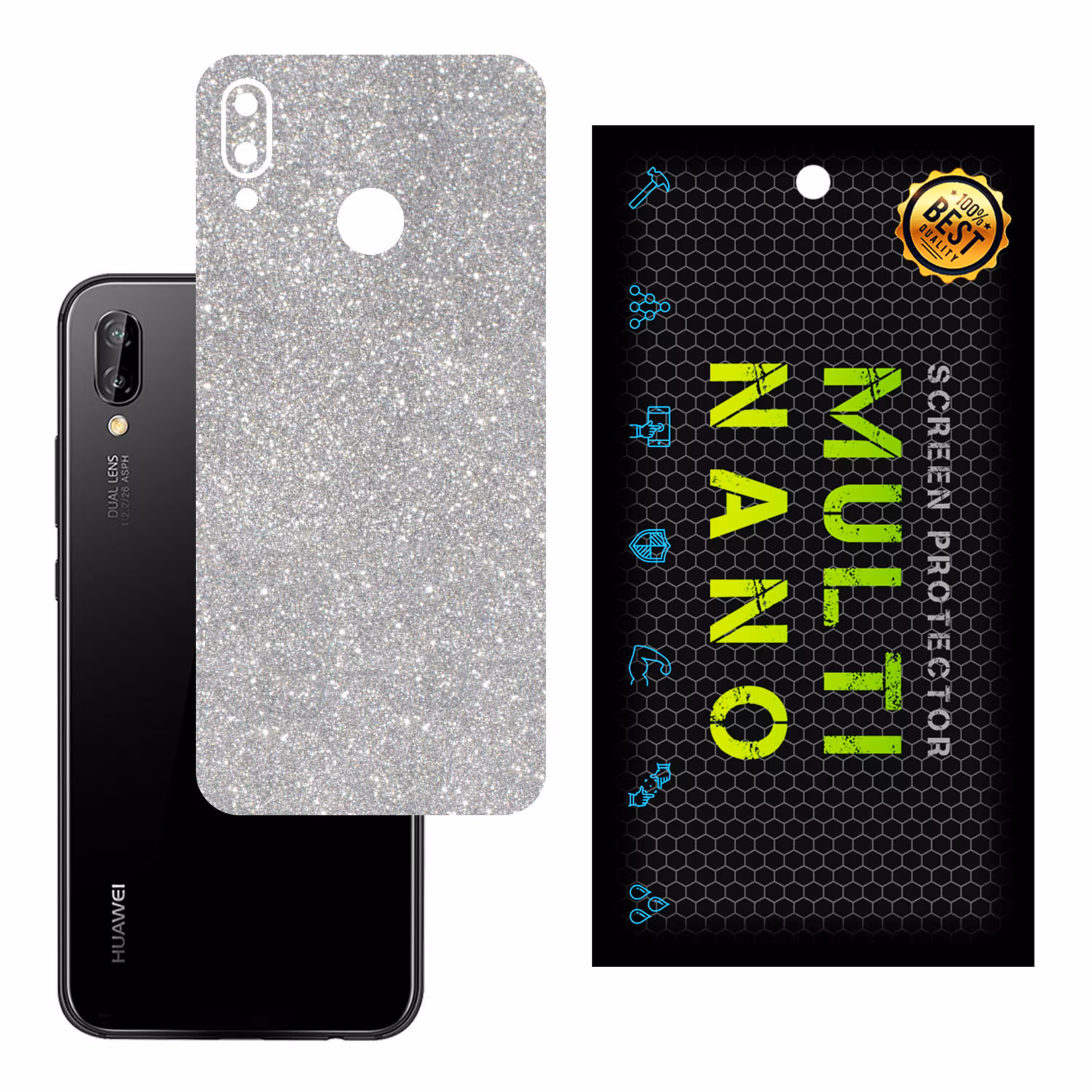 برچسب پوششی MultiNano مدل X-G1F-Silver برای پشت موبایل هوآوی P Smart Plus 2018