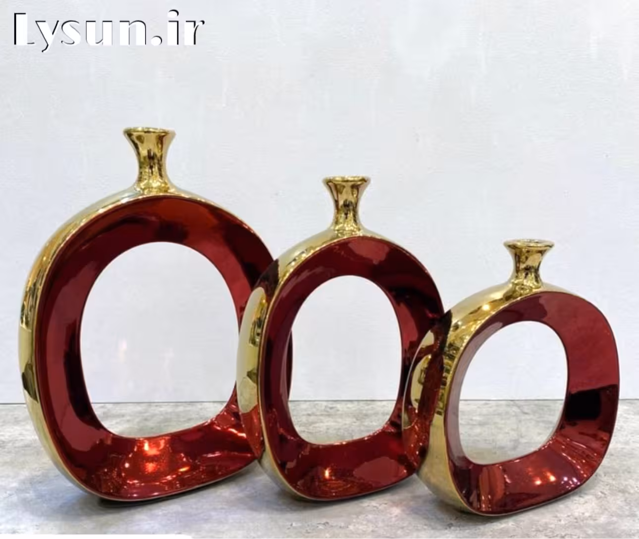 سالونگا (گلدان) 3 تکه جنس شیشه‌ای رنگبندی طبق تصویر