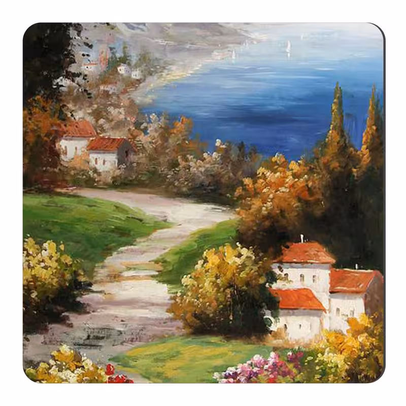 مگنت طرح نقاشی منظره روستایی و دریا کد wmg1008