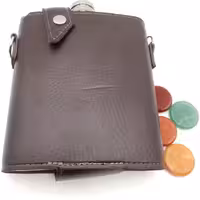 قمقمه جیبی استیل با روکش و بند چرم 540cc کد k99