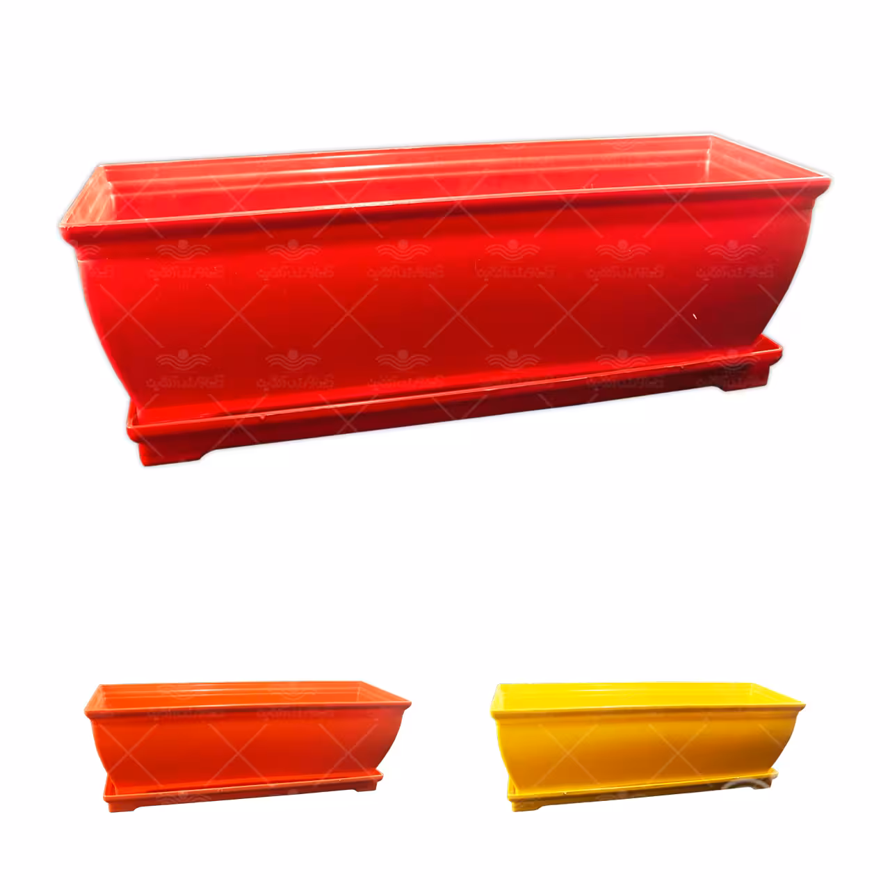 گلدان رنگی مستطیلی با زیرگلدانی مخصوص کاکتوس سایز 8.8.25