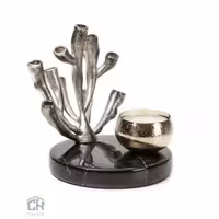 شمعدان برنجی نقره ای کوچک طرح مرجان مدل 3030043