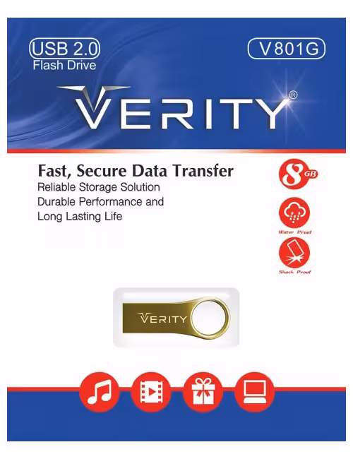 فلش مموری فلزی وریتی مدل V801G ظرفیت 8 گیگابایت