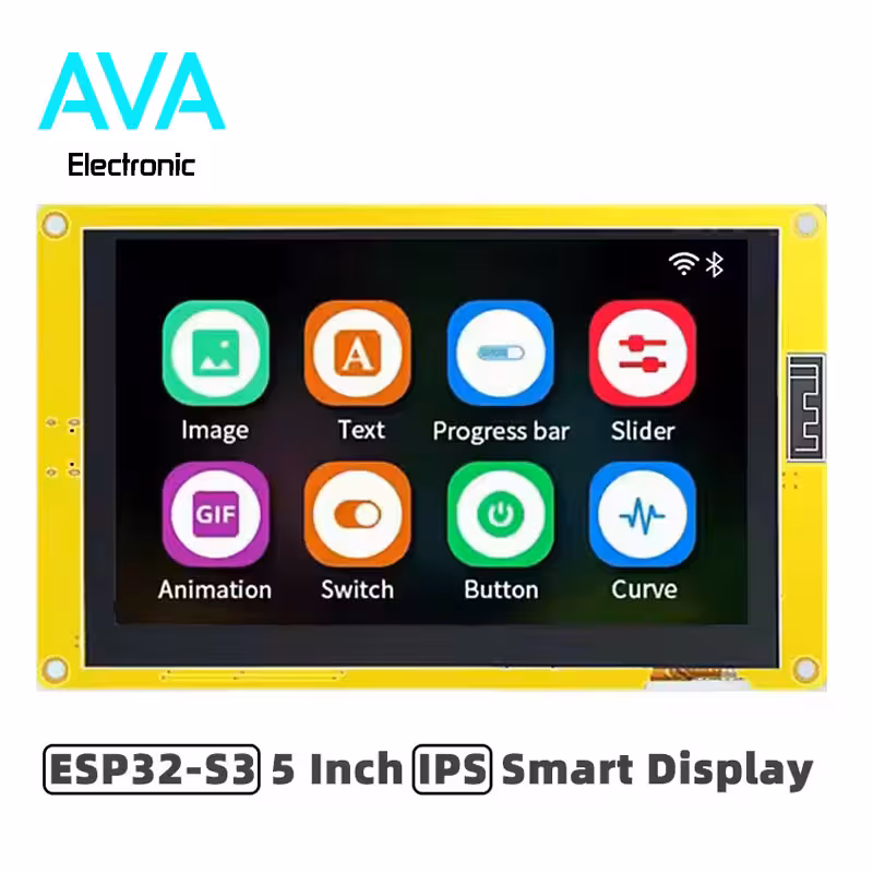 نمایشگر هوشمند 5 اینچ IPS با پشتیبانی از ESP32-S3 دارای 8M حافظه PSRAM و 16M حافظه Flash