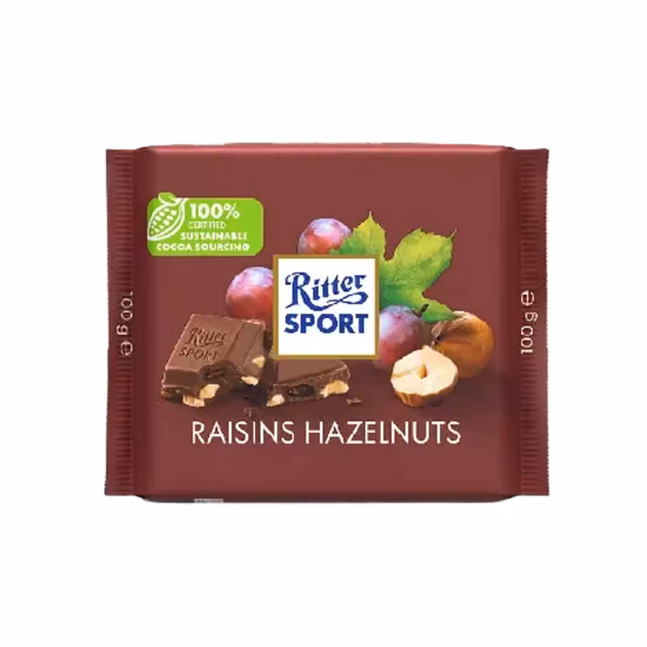 شکلات ریتر اسپورت با مغز فندق و کشمش – 100 گرم