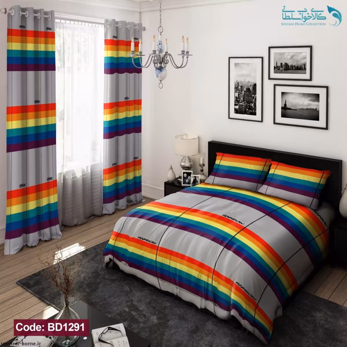 روتختی طرح رنگی دونفره کد BD1291