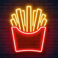تابلو نئون طرح سیب زمینی سرخ کرده