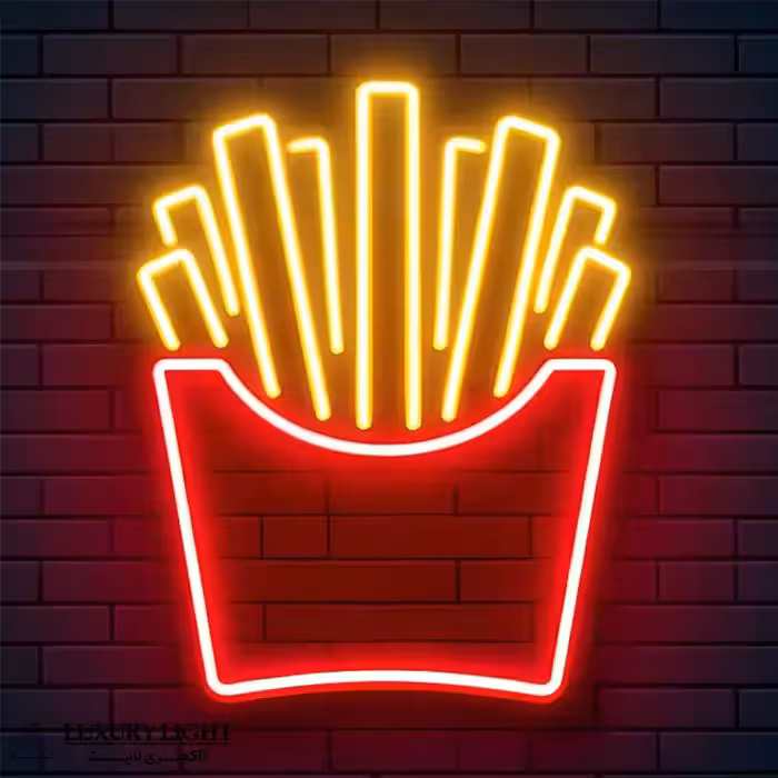 تابلو نئون طرح سیب زمینی سرخ کرده