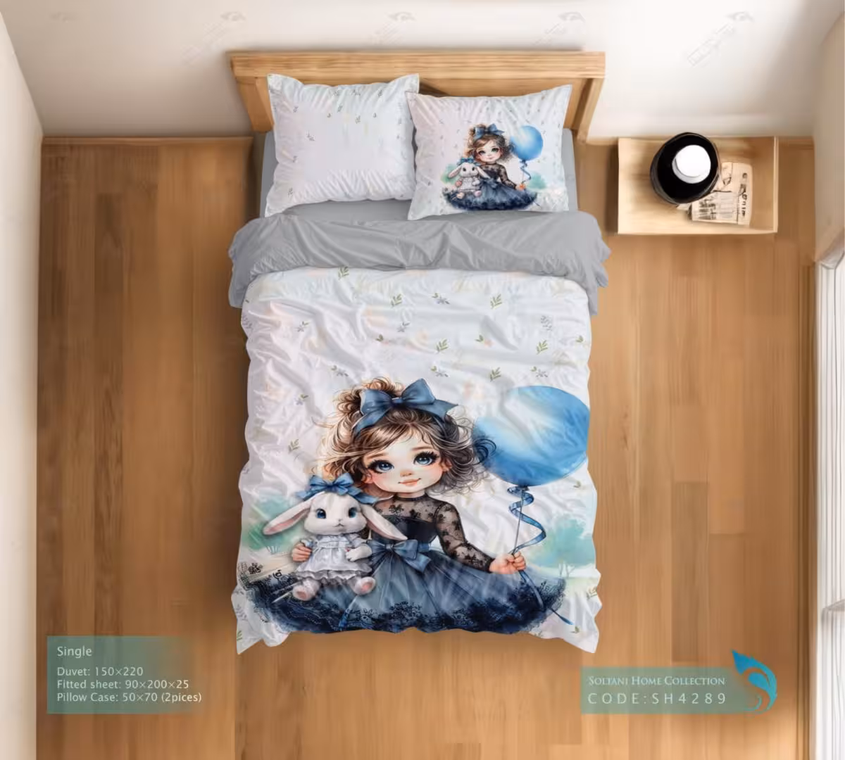 روتختی و ست کامل طرح تولد دختر کوچولو سایز یکنفره کد SH4289