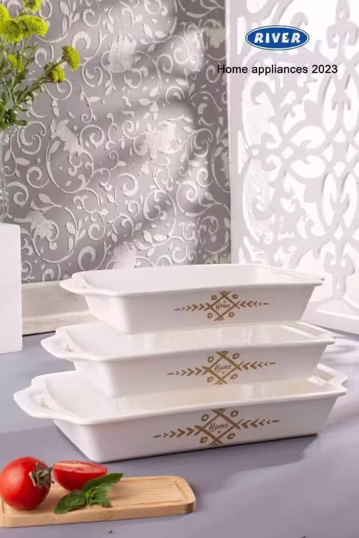 تابه مستطیل متوسط سرمری سفید ریور کد 8170-34E