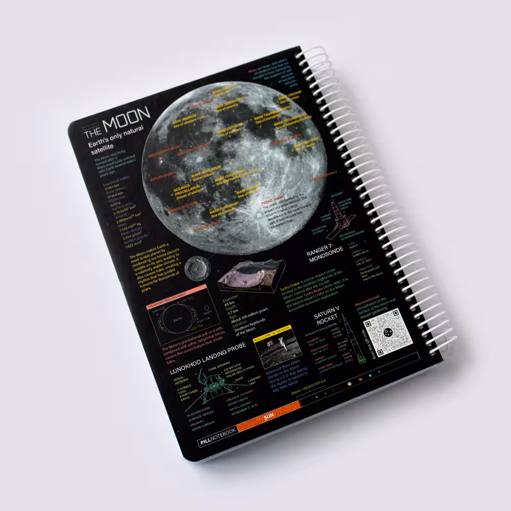دفتر خطدار 200 برگ وزیری MOON پیل (PILL)