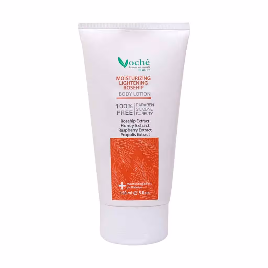 لوسیون مرطوب کننده و شفاف کننده بدن رزهیپ وچه 150 میلی لیتر Voche Rosehip Moisturizing Body Lotion 150 ml