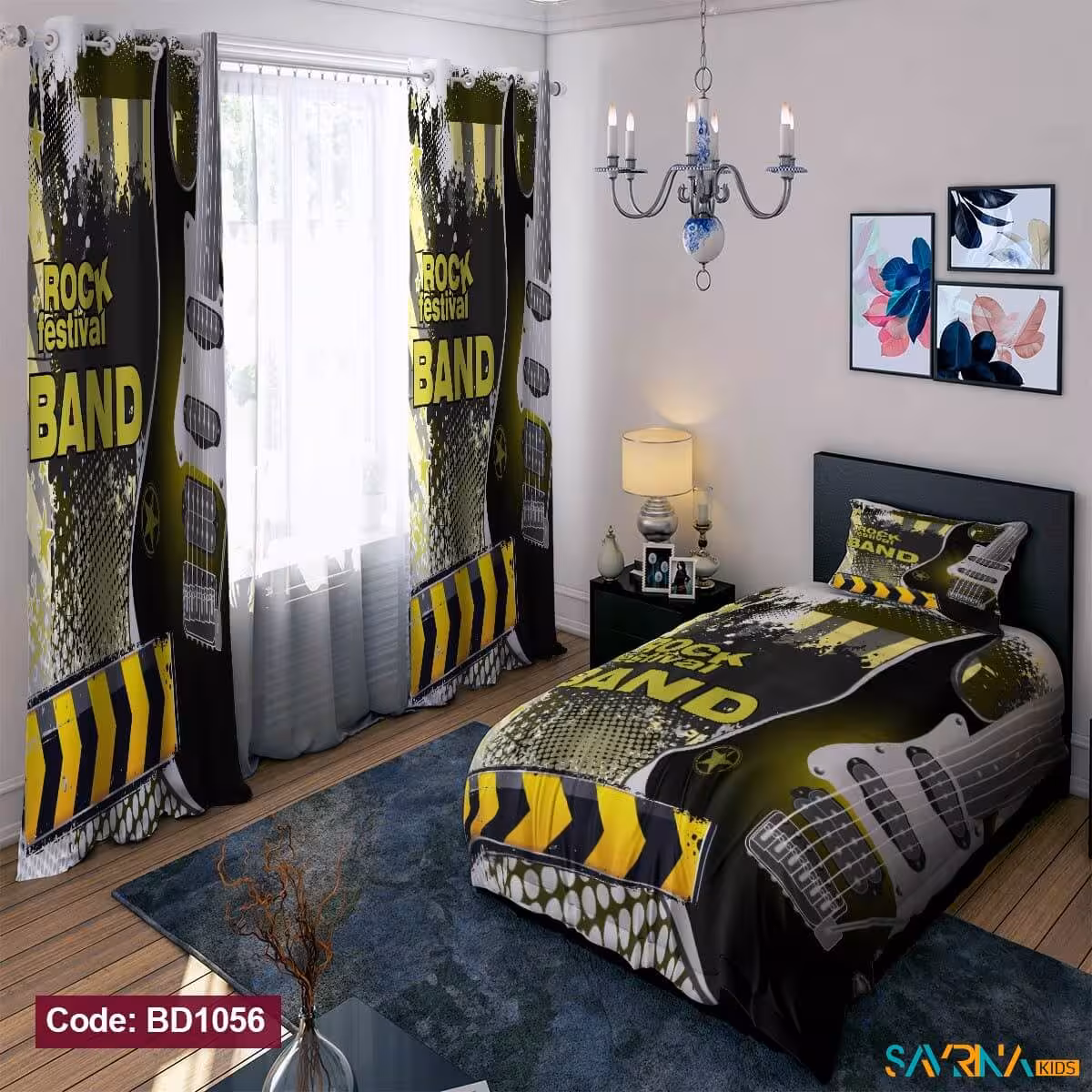 ست اتاق خواب پسرانه طرح گیتار الکتریکی کد BD1056