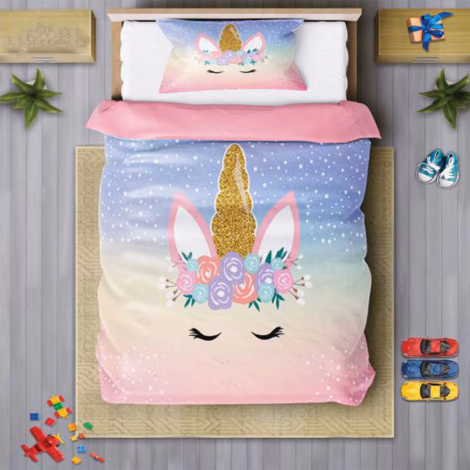 سرویس روتختی دخترانه چیداری مدل 7186 یک نفره چهار تکه