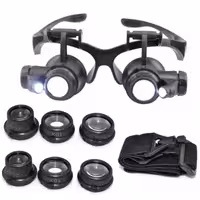 ذره بین عینکی دوچشمی 4 لنز 10X,15X, 20X,25X مدل 9892GJ