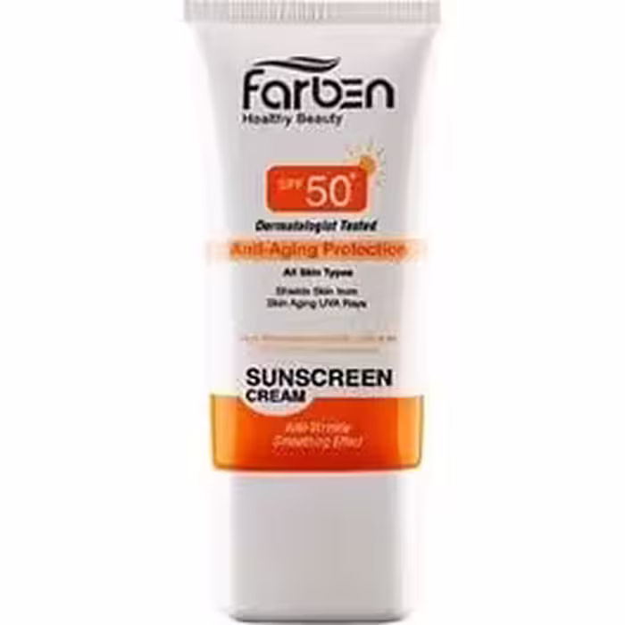 کرم ضد آفتاب فاربن SPF50 مدل Anti-Aging حجم 50 میلی لیتر- رنگی ا Farben Anti-wrinkle Sunscreen Cream 50ml