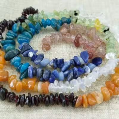 ریسه سنگ هفت چاکرا متعادل 3 شکسته (طول ریسه 40 سانتیمتر است)