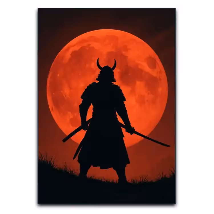 تابلو سامورایی با تم ماه