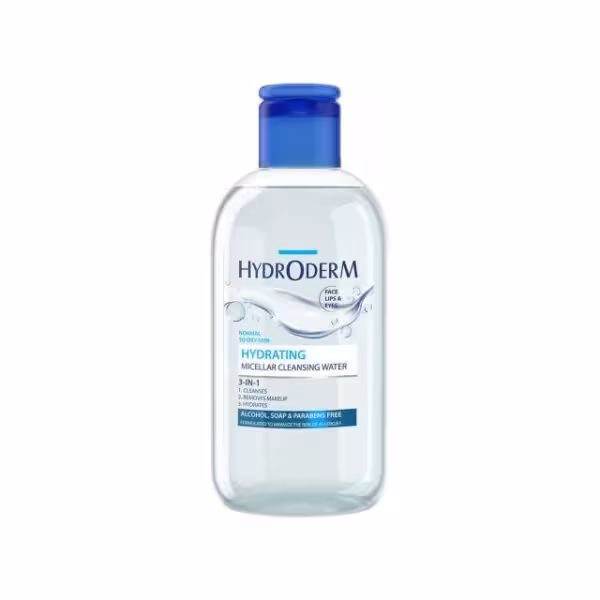میسلار واتر 3 در 1 هیدرودرم مدل Hydrating مناسب پوست نرمال تا خشک حجم 250 میلی لیتر