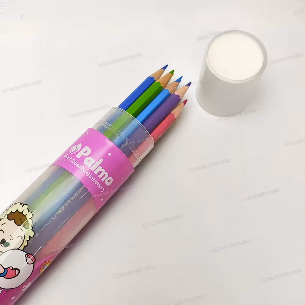مداد رنگی 12 رنگ لوله ای پلاستیکی پالمو