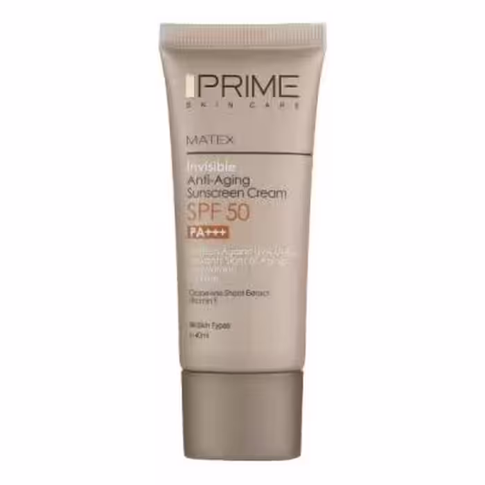 کرم ضد آفتاب و ضد چروک بی رنگ پرایم مدل Matex Colorless SPF50 مناسب انواع پوست حجم 40 میلی لیتر