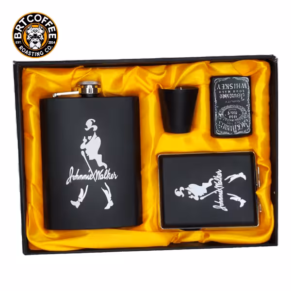 ست قمقمه جیبی با جاسیگاری و قمقمه کوچک مشکی