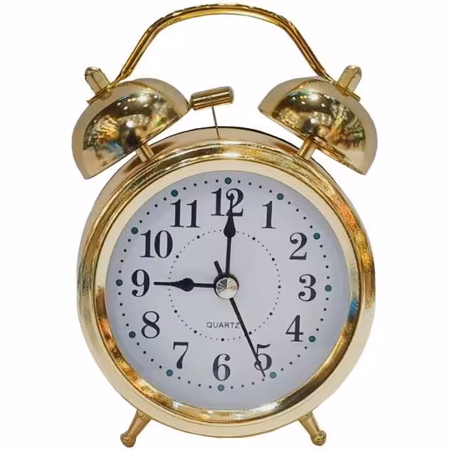 ساعت رومیزی طلایی زنگ‌دار بزرگ