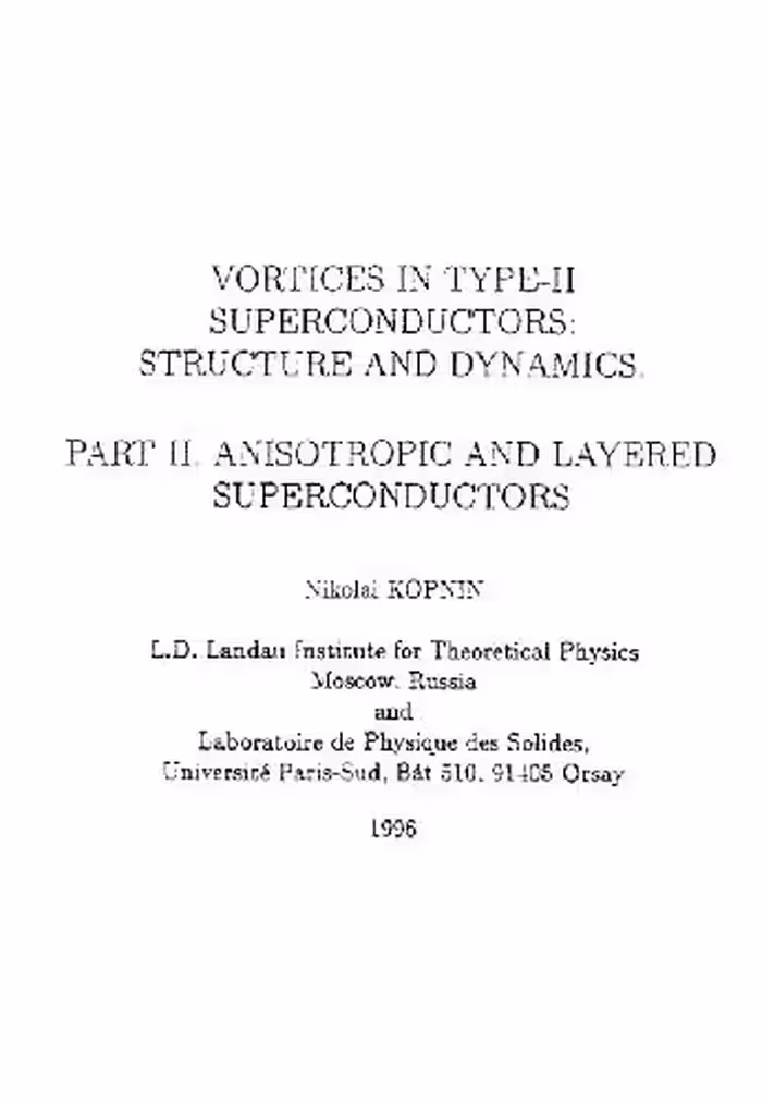 خرید و دانلود نسخه کامل کتاب Vortices. Anisotropic and Layerd Superconductors