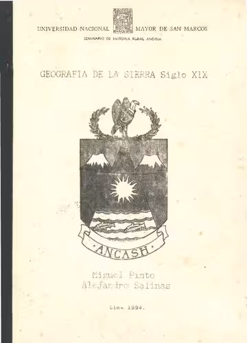 خرید و دانلود نسخه کامل کتاب Geografía de la sierra, siglo XIX. Áncash