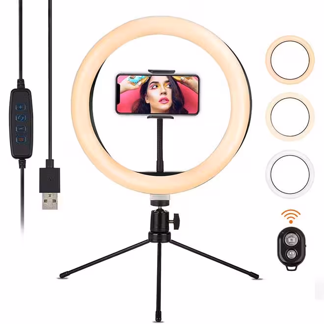 رینگ لایت 10 اینچی با سه پایه و نگهدارنده Sunnest 10 Inch Ring Light