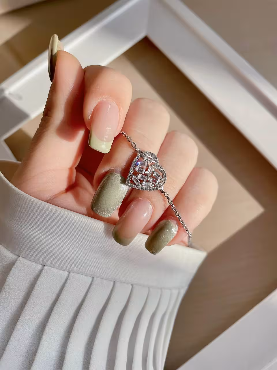 دستبند قلب جواهری نقره زنانه کد 30656