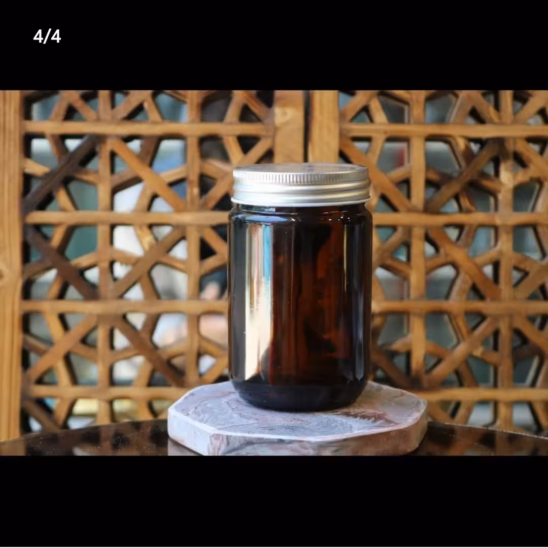 ظرف جار شمع بطری شیشه ای بانکه قطر 7ارتفاع 12 سانت