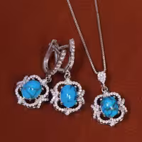 نیم ست فیروزه زنانه کد 17405 - جواهری مشاهیر