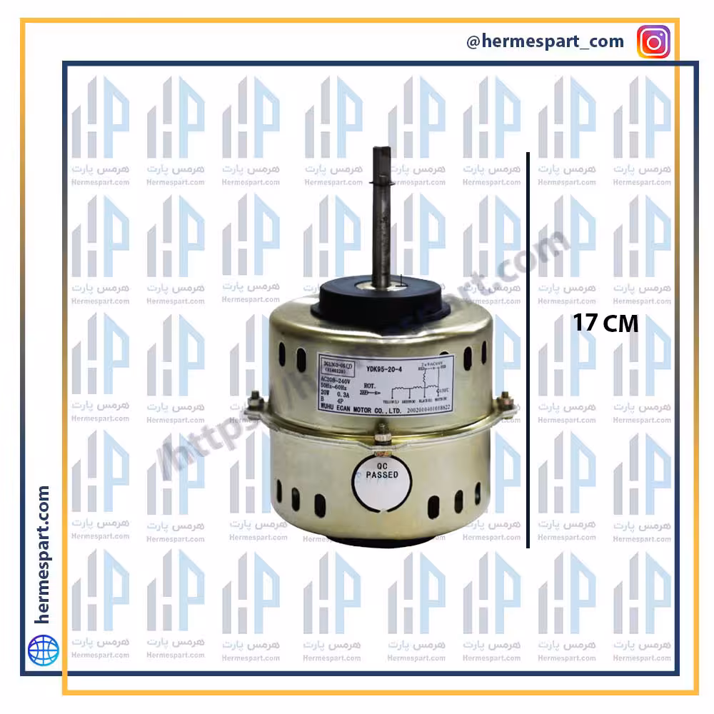 موتور فن داخلی کولر گازی مدل YDK95-20-4 20W
