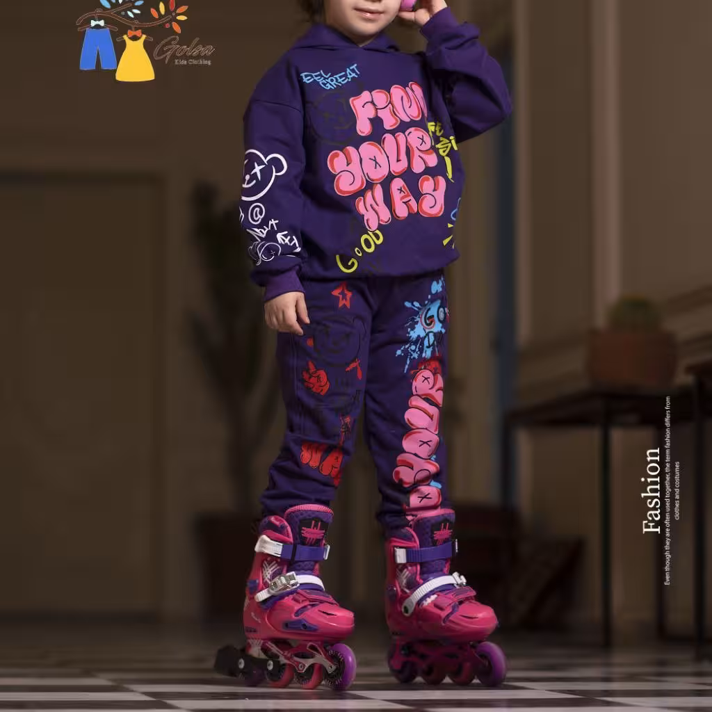 ست هودی و شلوار اسپورت شیک و  زیبا مناسب حدود سنی 4 تا 12 سال رنگبندی متنوع و جذاب