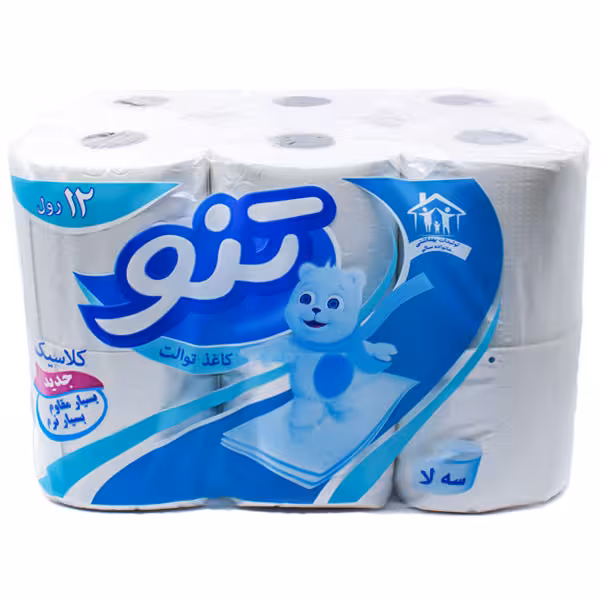 دستمال توالت رولی تنو 3 لایه 12 عددی