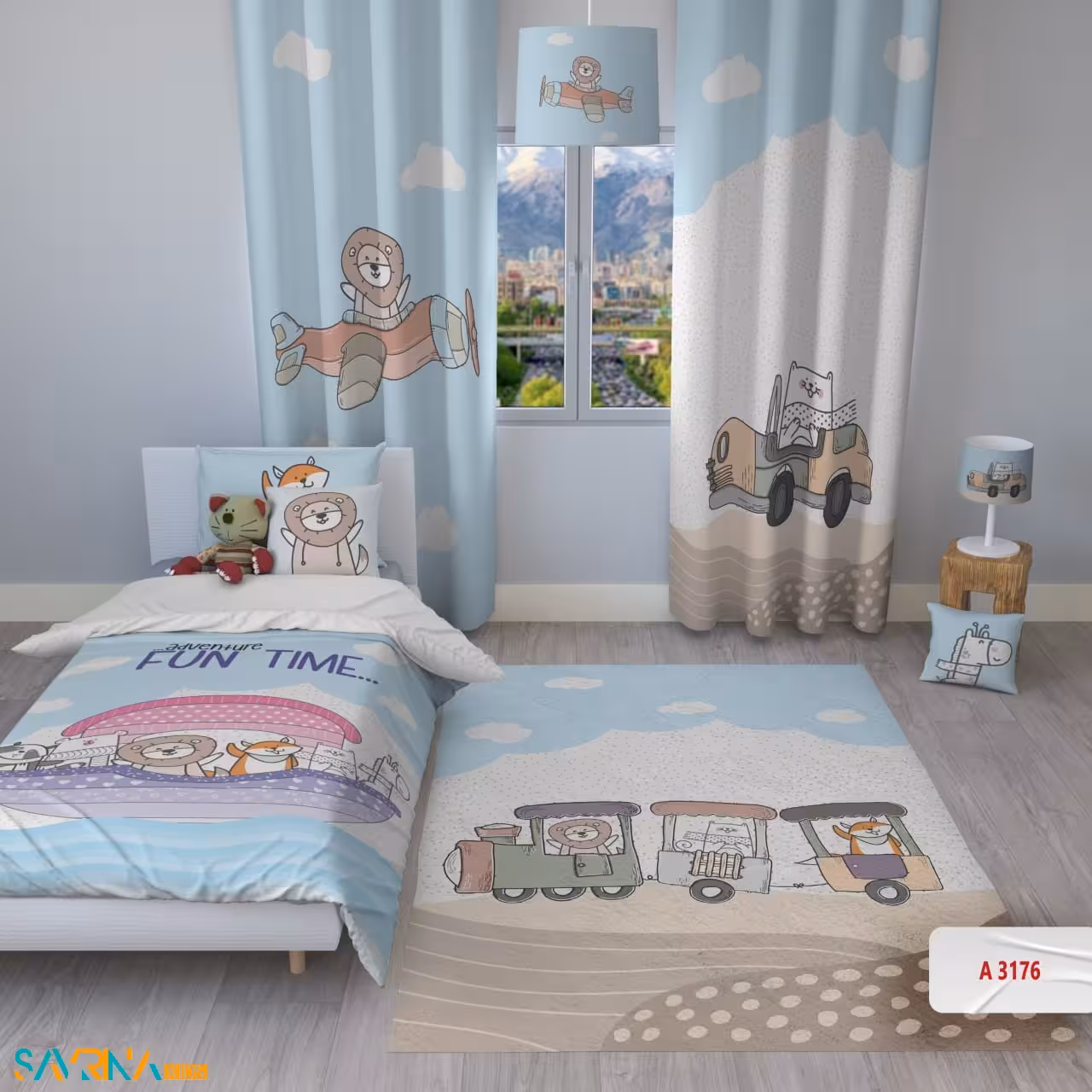 سرویس روتختی طرح اکیپ حیوانات یک نفره کد A3176