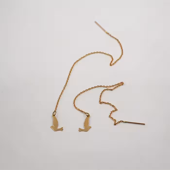 گوشواره طلا بخیه ای طرح پرنده