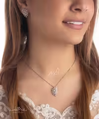 💍نیم ست جواهری با زنجیر با طراحی ژورنالی جواهرات بروز دنیا ؛ نقره عیار 925 (N_4116)