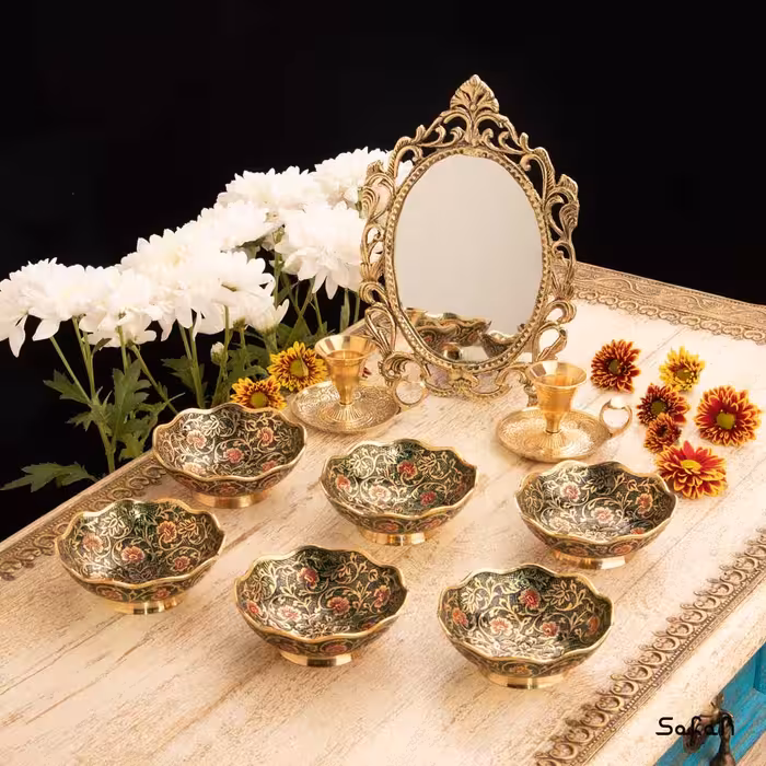 ست هفت سین برنجی میناکاری کد 1002