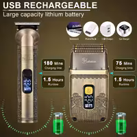 ست ماشین اصلاح موی سر و صورت هاتکر مدل HT-602 به همراه ماشین اصلاح موی صورت کد 01