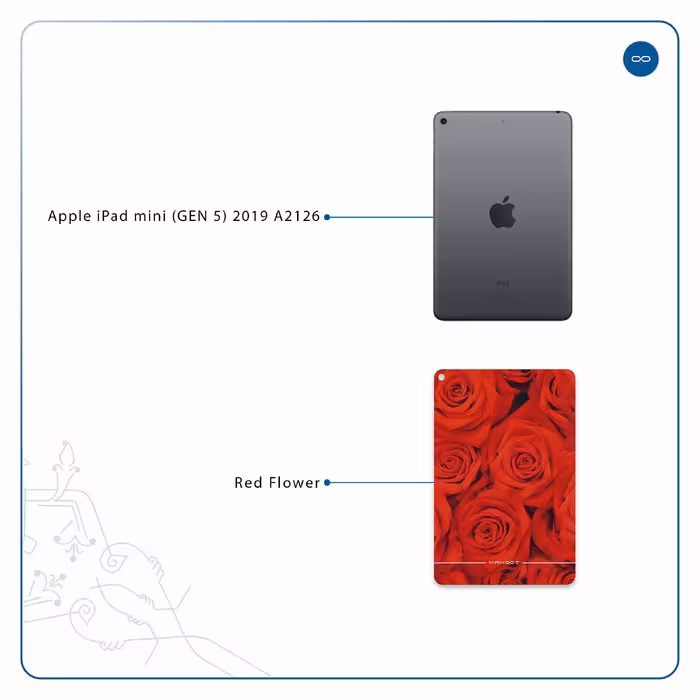 برچسب پوششی ماهوت مدل Red-Flower مناسب برای تبلت اپل iPad mini (GEN 5) 2019 A2126