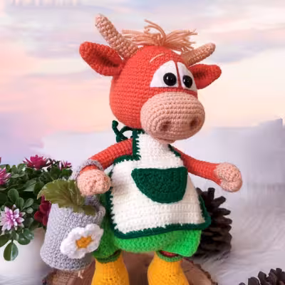 عروسک بافتنی مدل گاو گابروش کد 60254