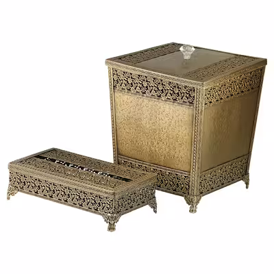 ست سطل و جای دستمال کاغذی مدل چهارگوش آنتیک 